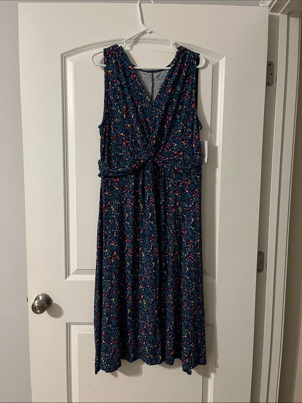 croft & barrow Navy Floral Twist-Front Midi Dress